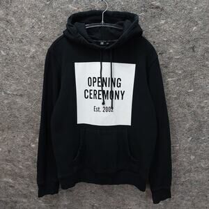 Opening Ceremony Box Logo Hoodie Men's Small Black Pullover Sweatshirt